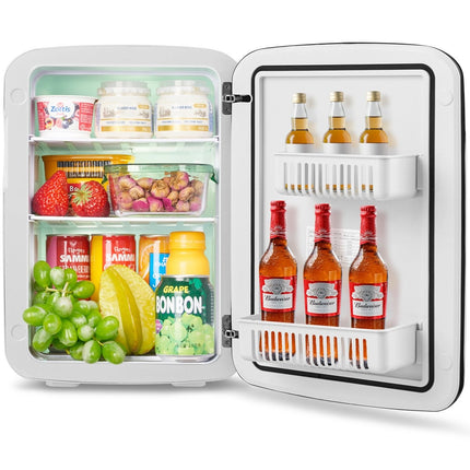 Mini frigider 15L 2 în 1 Funcție de răcire și încălzire Congelator portabil Frigider pentru băuturi 38cm x 33cm x 27cm Alb Clasa energetică E