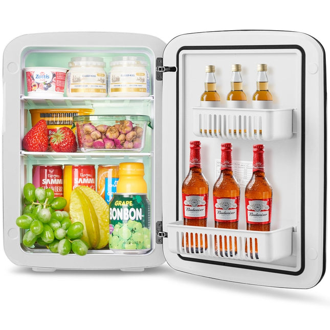 Mini frigider 15L 2 în 1 Funcție de răcire și încălzire Congelator portabil Frigider pentru băuturi 38cm x 33cm x 27cm Alb Clasa energetică E