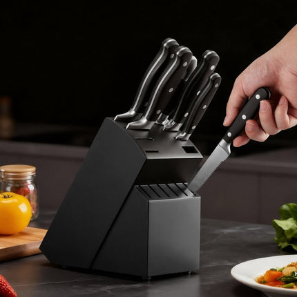 15-Piece Kitchen Knife Set with Block and Sharpener