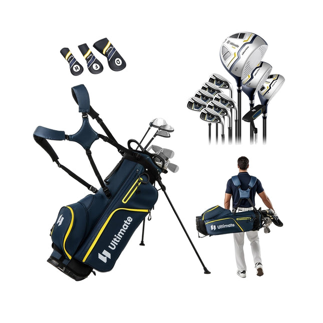 Set de club de golf pentru bărbați, 15 piese, cu geantă și husă de ploaie