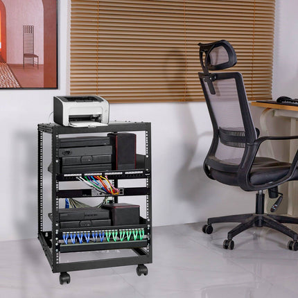 15U Open Frame Server Rack, 4-Post, 23-40 in Depth