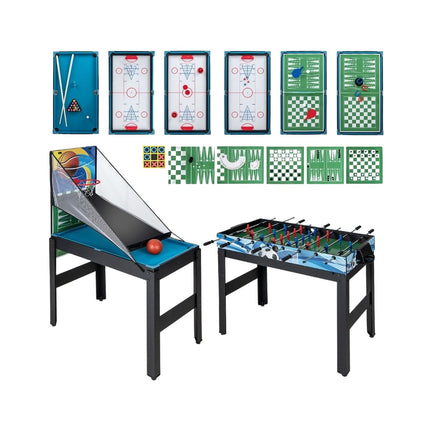 Set de masă multi-joc 15 în 1 cu foosball, biliard, hochei