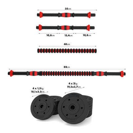 Set de gantere și gantere compozit de 15 kg