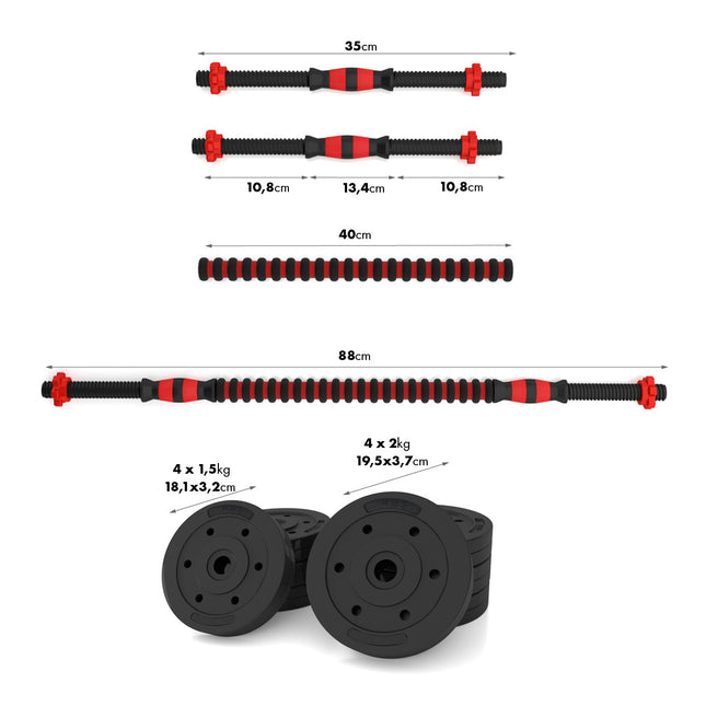 Set de gantere și gantere compozit de 15 kg