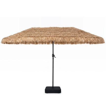 Umbrelă de terasă cu două fețe, 15 x 9 ft, cu lumini și bază
