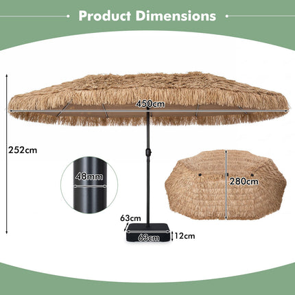 Umbrelă de terasă cu două fețe, 15 x 9 ft, cu lumini și bază
