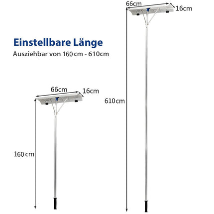 160 - 610 cm deszăpezit acoperiș din aluminiu + TPE cu roți și mâner extensibil lopată de zăpadă argintie