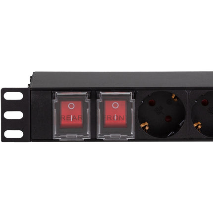 16-way branch socket with surge protection for 19" rack U1 Black