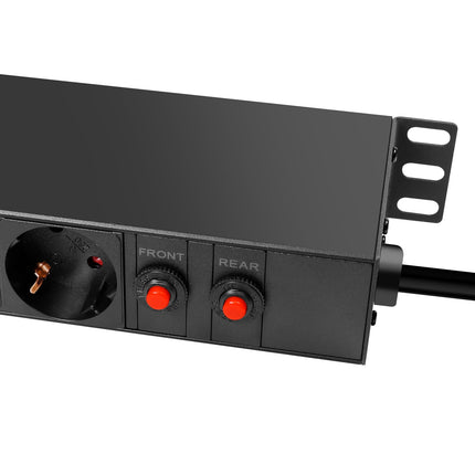 16-way branch socket with surge protection for 19" rack U1 Black