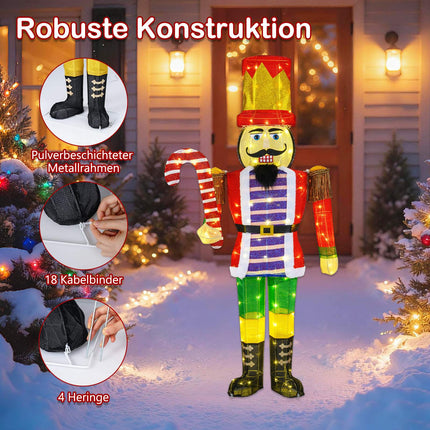 Spargător de nuci de Crăciun de 170 cm cu baston de bomboane – Lumini LED