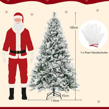 Pom de Crăciun artificial de 180 cm cu zăpadă, 8 moduri de lumină