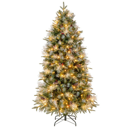 Brad de Crăciun artificial pre-iluminat de 180 cm cu lumini LED