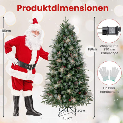 Brad de Crăciun artificial pre-iluminat de 180 cm cu lumini LED