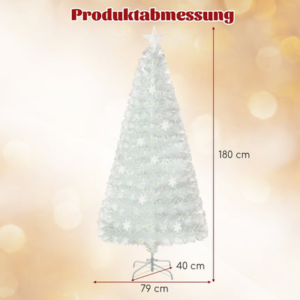 Brad de Crăciun artificial alb de 180 cm cu lumini LED