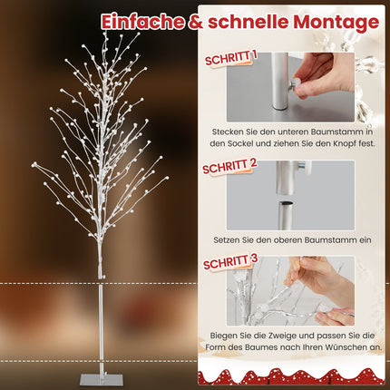 Mesteacăn LED de 186 cm cu lumini albe calde