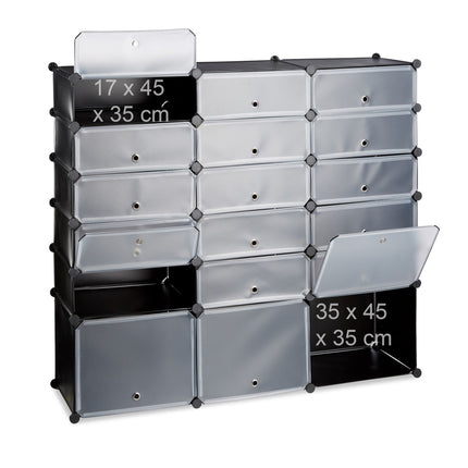 18-Compartment Plastic Shoe Cabinet