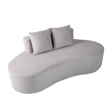 Canapea extensibilă gri de 199 cm cu 2 perne, spătar jos