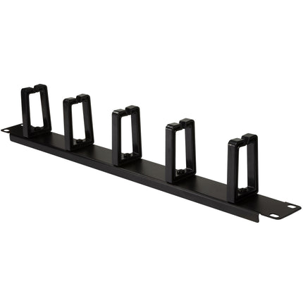 19" cable panel with 5 rotatable brackets U1 Black