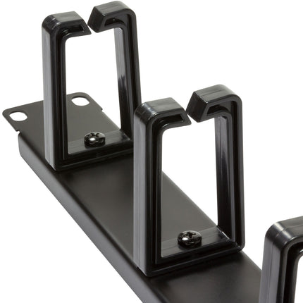 19" cable panel with 5 rotatable brackets U1 Black