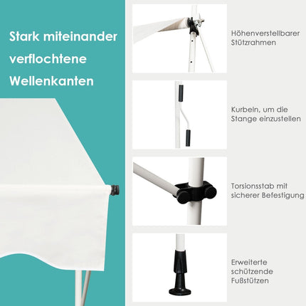 Copertina cu clema latime de 200 cm fara gaurire, copertina balcon rezistenta la UV, copertina reglabila pe inaltime, bej