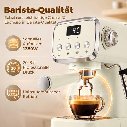 Espressor de 20 de bari cu spumator de lapte, rezervor de 1,2 l