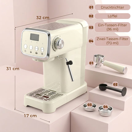 Espressor de 20 de bari cu spumator de lapte, rezervor de 1,2 l