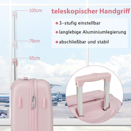 Valisă de călătorie de mână de 20 inchi cu roți rotative și cutie TSA Lock PC cu autocolant 38 x 22 x 57 cm roz