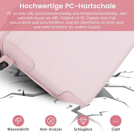 Valisă de călătorie de mână de 20 inchi cu roți rotative și cutie TSA Lock PC cu autocolant 38 x 22 x 57 cm roz