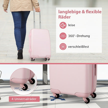 Valisă de călătorie de mână de 20 inchi cu roți rotative și cutie TSA Lock PC cu autocolant 38 x 22 x 57 cm roz