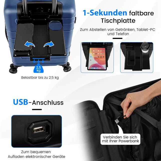 Valiză rigidă de mână de 20 de inci, buzunar frontal, TSA, USB