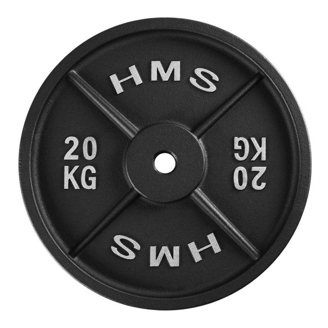 Disc de greutate din fontă de 20 kg, gaură de 31 mm, negru