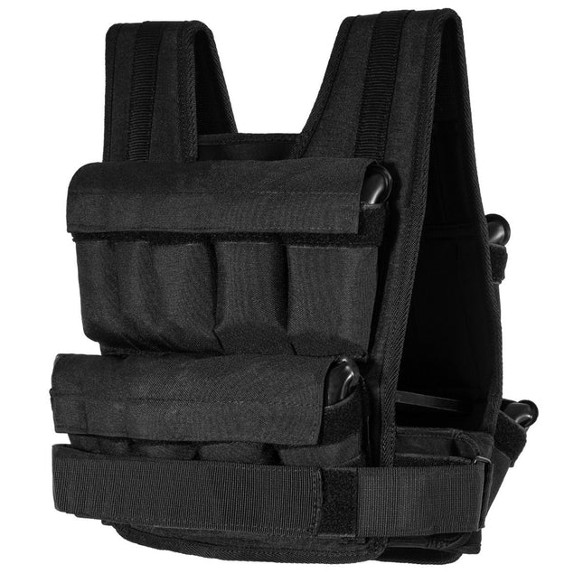 Vestă lestată de 20 kg cu greutăți detașabile, neagră