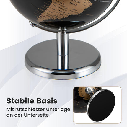 Glob metalic negru de 20 cm cu suport – Instrument educațional