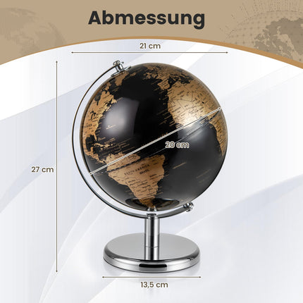 Glob metalic negru de 20 cm cu suport – Instrument educațional