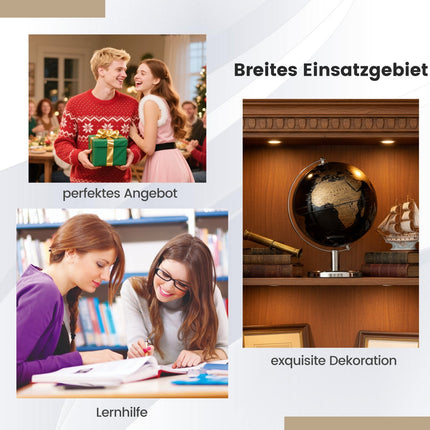 Glob metalic negru de 20 cm cu suport – Instrument educațional