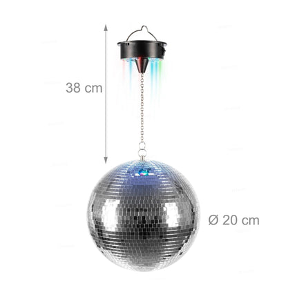 Glob disco de 20 cm cu motor și lumini LED