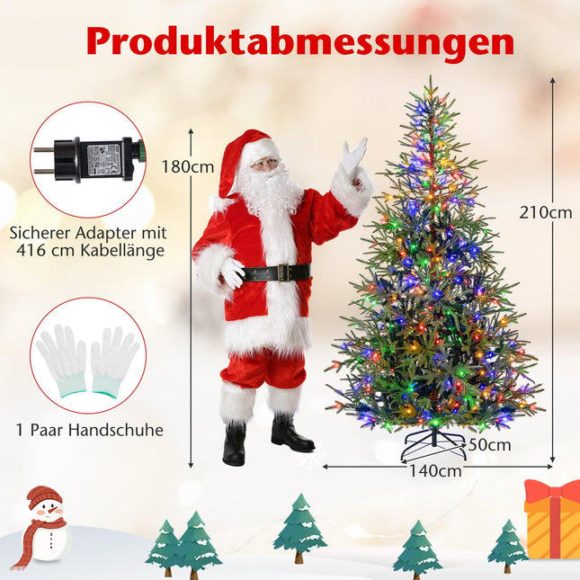 Brad de Crăciun artificial de 210 cm, 250 LED-uri multicolore