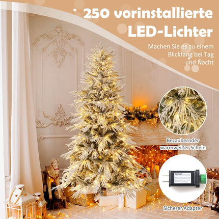 Brad de Crăciun artificial, 210 cm, acoperit cu zăpadă, 350 LED-uri
