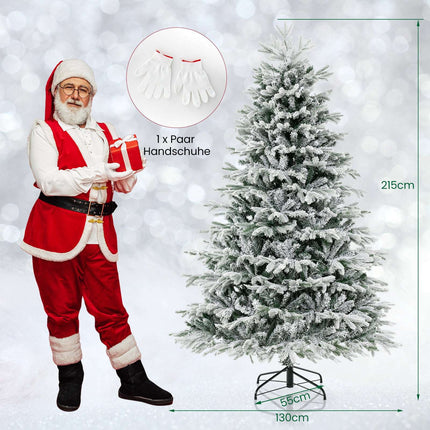 Brad de Crăciun artificial de 210 cm cu zăpadă și 450 LED-uri