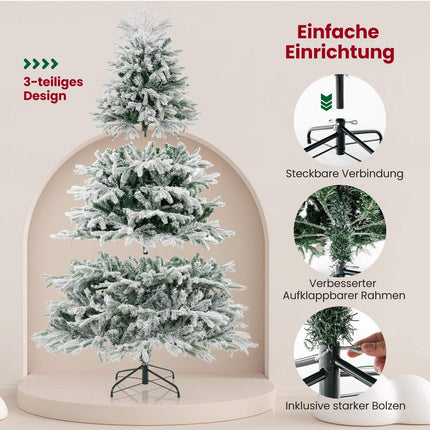 Brad de Crăciun artificial de 210 cm cu zăpadă și 450 LED-uri
