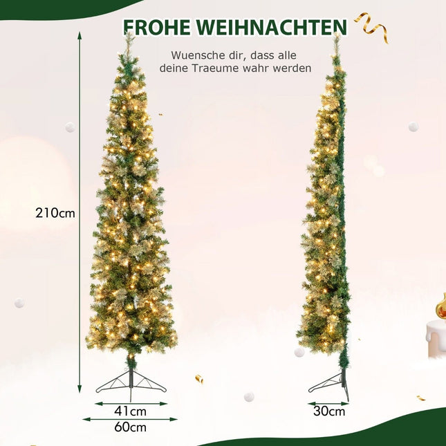 210cm Semi-Brad Pre-Iluminat Pom de Crăciun Jumătate Pom Artificial
