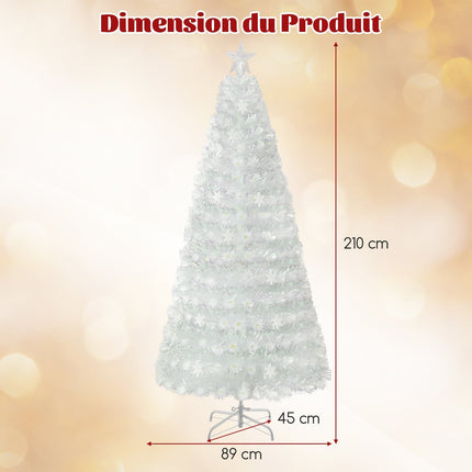 Brad de Crăciun artificial alb de 210 cm cu lumini LED
