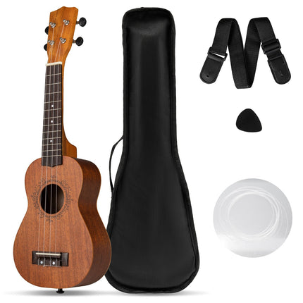 Set de ukulele din mahon de 21 de inci cu husă și accesorii