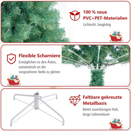Brad de Crăciun artificial cu lumini LED, 225 cm, verde