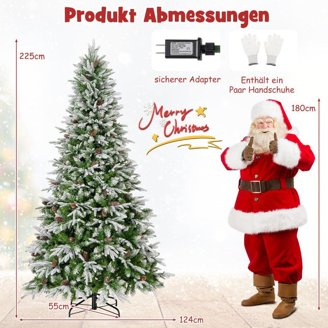225 cm Pre-Lit Snowy Christmas Tree with LED Lights