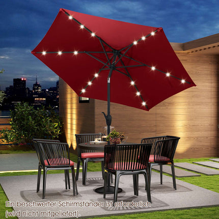 Umbrelă de terasă de 230 cm cu lumini solare LED și manivelă