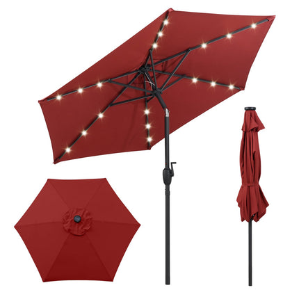 Umbrelă de terasă de 230 cm cu lumini solare LED și manivelă