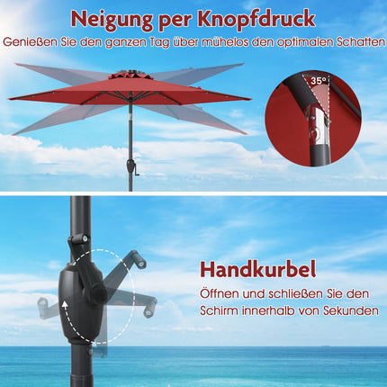 Umbrelă de terasă de 230 cm cu lumini solare LED și manivelă