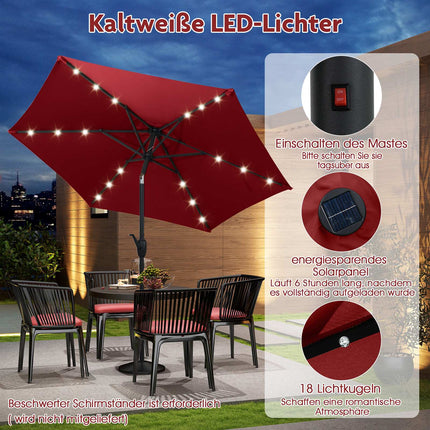 Umbrelă de terasă de 230 cm cu lumini solare LED și manivelă