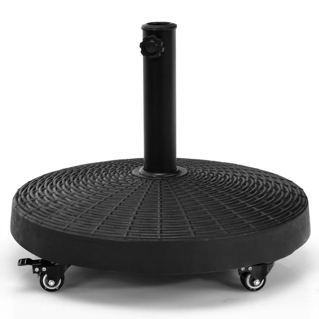 Suport pentru umbrelă cu roți, 23 kg, bază din rășină, negru